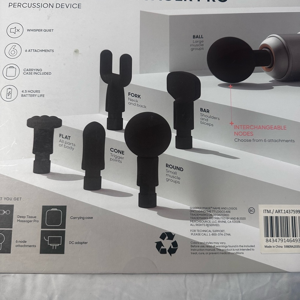 Black Percussion Massage Device with Attachments